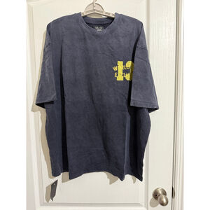Men's boohooMAN Navy Yellow Short Sleeve Tee L
